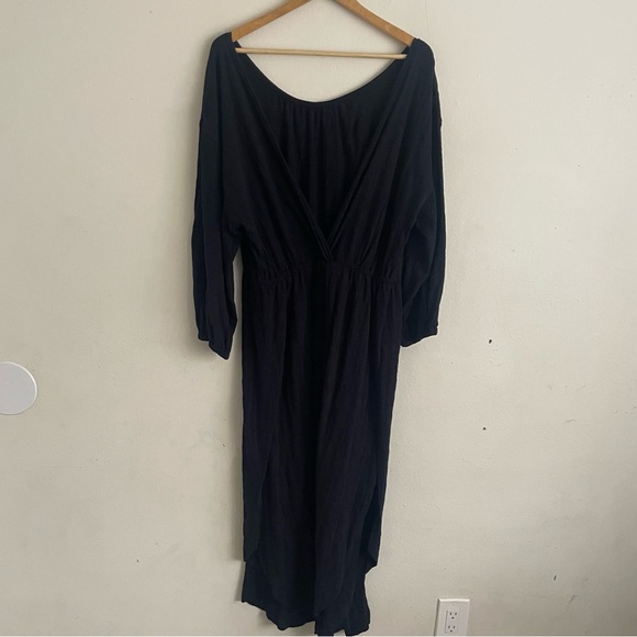 NWT FP Beach Seasons In The Sea Midi Dress Black XL Open Back Bohemian Relaxed - Picture 3 of 8